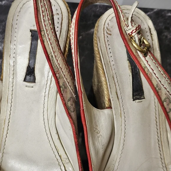 Louis Vuitton Monogram Heel Wedge Slip Open Toed Shoes Sz. 36.5 - Picture 5 of 13